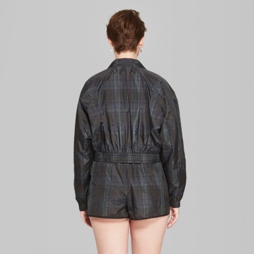 Wild Fable Plaid Cropped Windbreaker Jacket Medium - Picture 3 of 5